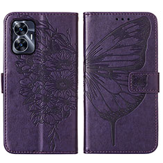 Leather Case Stands Butterfly Flip Cover Holder Y01B for Realme C55 Purple