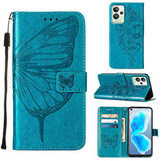 Leather Case Stands Butterfly Flip Cover Holder Y01B for Realme GT2 Pro 5G Blue