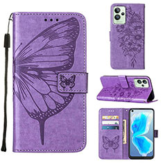 Leather Case Stands Butterfly Flip Cover Holder Y01B for Realme GT2 Pro 5G Clove Purple