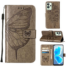 Leather Case Stands Butterfly Flip Cover Holder Y01B for Realme GT2 Pro 5G Gray
