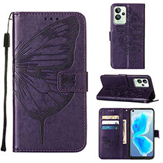 Leather Case Stands Butterfly Flip Cover Holder Y01B for Realme GT2 Pro 5G Purple