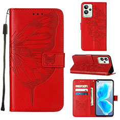 Leather Case Stands Butterfly Flip Cover Holder Y01B for Realme GT2 Pro 5G Red