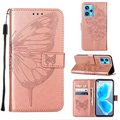 Leather Case Stands Butterfly Flip Cover Holder Y01B for Realme Narzo 50 Pro 5G Rose Gold
