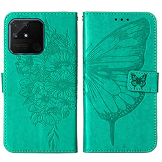 Leather Case Stands Butterfly Flip Cover Holder Y01B for Realme Narzo 50A Green