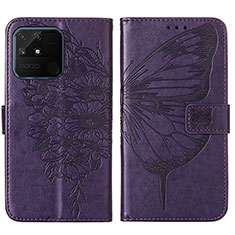 Leather Case Stands Butterfly Flip Cover Holder Y01B for Realme Narzo 50A Purple