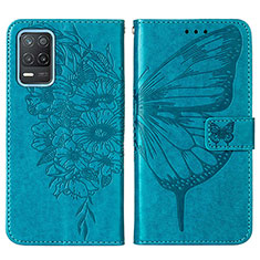 Leather Case Stands Butterfly Flip Cover Holder Y01B for Realme Q3 5G Blue