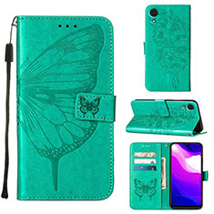 Leather Case Stands Butterfly Flip Cover Holder Y01B for Samsung Galaxy A03 Core Green