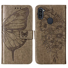 Leather Case Stands Butterfly Flip Cover Holder Y01B for Samsung Galaxy A11 Gray