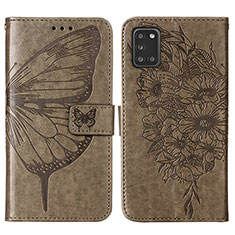Leather Case Stands Butterfly Flip Cover Holder Y01B for Samsung Galaxy A21s Gray
