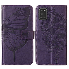 Leather Case Stands Butterfly Flip Cover Holder Y01B for Samsung Galaxy A21s Purple