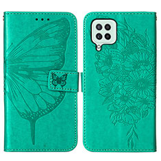 Leather Case Stands Butterfly Flip Cover Holder Y01B for Samsung Galaxy A22 4G Green