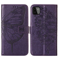 Leather Case Stands Butterfly Flip Cover Holder Y01B for Samsung Galaxy A22 5G Purple