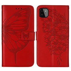 Leather Case Stands Butterfly Flip Cover Holder Y01B for Samsung Galaxy A22 5G Red