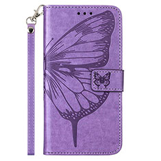 Leather Case Stands Butterfly Flip Cover Holder Y01B for Samsung Galaxy A23 5G Clove Purple