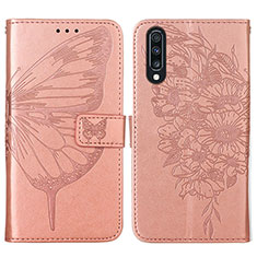 Leather Case Stands Butterfly Flip Cover Holder Y01B for Samsung Galaxy A30S Rose Gold