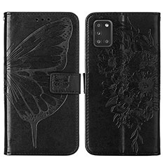 Leather Case Stands Butterfly Flip Cover Holder Y01B for Samsung Galaxy A31 Black