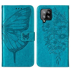 Leather Case Stands Butterfly Flip Cover Holder Y01B for Samsung Galaxy A42 5G Blue