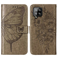 Leather Case Stands Butterfly Flip Cover Holder Y01B for Samsung Galaxy A42 5G Gray