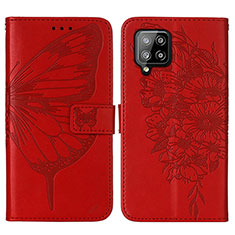 Leather Case Stands Butterfly Flip Cover Holder Y01B for Samsung Galaxy A42 5G Red