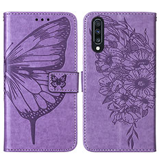 Leather Case Stands Butterfly Flip Cover Holder Y01B for Samsung Galaxy A50 Clove Purple