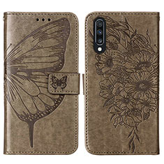 Leather Case Stands Butterfly Flip Cover Holder Y01B for Samsung Galaxy A50 Gray