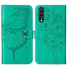 Leather Case Stands Butterfly Flip Cover Holder Y01B for Samsung Galaxy A50 Green