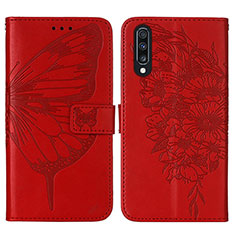 Leather Case Stands Butterfly Flip Cover Holder Y01B for Samsung Galaxy A50 Red