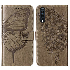 Leather Case Stands Butterfly Flip Cover Holder Y01B for Samsung Galaxy A50S Gray