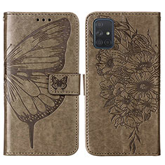 Leather Case Stands Butterfly Flip Cover Holder Y01B for Samsung Galaxy A51 4G Gray