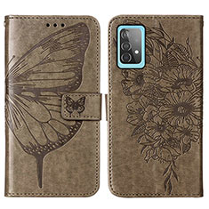 Leather Case Stands Butterfly Flip Cover Holder Y01B for Samsung Galaxy A52 4G Gray