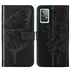 Leather Case Stands Butterfly Flip Cover Holder Y01B for Samsung Galaxy A52 5G Black