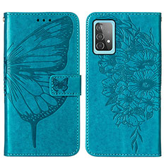 Leather Case Stands Butterfly Flip Cover Holder Y01B for Samsung Galaxy A52 5G Blue