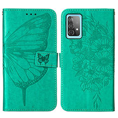 Leather Case Stands Butterfly Flip Cover Holder Y01B for Samsung Galaxy A52 5G Green