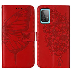 Leather Case Stands Butterfly Flip Cover Holder Y01B for Samsung Galaxy A52 5G Red