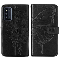 Leather Case Stands Butterfly Flip Cover Holder Y01B for Samsung Galaxy F52 5G Black