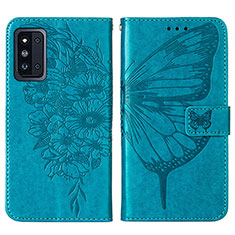 Leather Case Stands Butterfly Flip Cover Holder Y01B for Samsung Galaxy F52 5G Blue