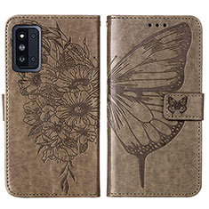 Leather Case Stands Butterfly Flip Cover Holder Y01B for Samsung Galaxy F52 5G Gray