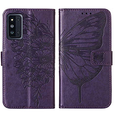 Leather Case Stands Butterfly Flip Cover Holder Y01B for Samsung Galaxy F52 5G Purple