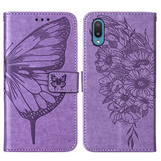 Leather Case Stands Butterfly Flip Cover Holder Y01B for Samsung Galaxy M02 Clove Purple