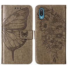 Leather Case Stands Butterfly Flip Cover Holder Y01B for Samsung Galaxy M02 Gray