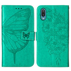 Leather Case Stands Butterfly Flip Cover Holder Y01B for Samsung Galaxy M02 Green