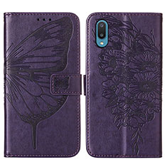 Leather Case Stands Butterfly Flip Cover Holder Y01B for Samsung Galaxy M02 Purple