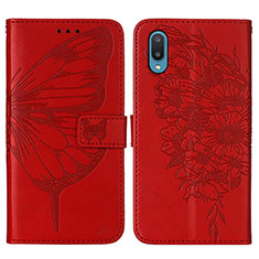 Leather Case Stands Butterfly Flip Cover Holder Y01B for Samsung Galaxy M02 Red