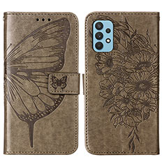 Leather Case Stands Butterfly Flip Cover Holder Y01B for Samsung Galaxy M32 5G Gray