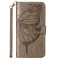 Leather Case Stands Butterfly Flip Cover Holder Y01B for Samsung Galaxy M53 5G Gray