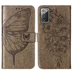Leather Case Stands Butterfly Flip Cover Holder Y01B for Samsung Galaxy Note 20 5G Gray