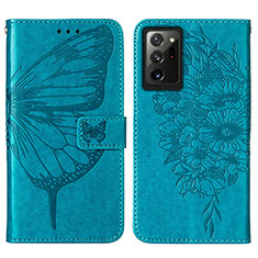 Leather Case Stands Butterfly Flip Cover Holder Y01B for Samsung Galaxy Note 20 Ultra 5G Blue