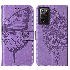 Leather Case Stands Butterfly Flip Cover Holder Y01B for Samsung Galaxy Note 20 Ultra 5G Clove Purple