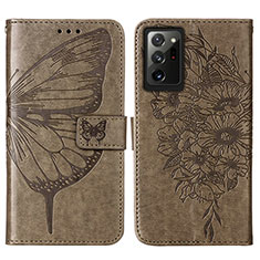 Leather Case Stands Butterfly Flip Cover Holder Y01B for Samsung Galaxy Note 20 Ultra 5G Gray