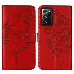 Leather Case Stands Butterfly Flip Cover Holder Y01B for Samsung Galaxy Note 20 Ultra 5G Red